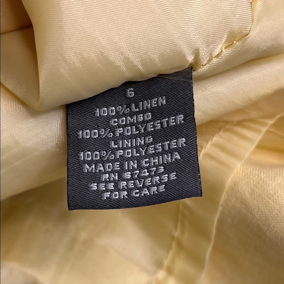 Taylor Yellow Linen Dress Sleeveless Ruffle Trim Shift Fit & Flare Size 6 - Picture 6 of 13